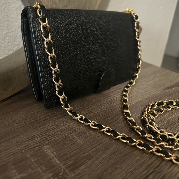🖤⚜️Chanel Caviar Timeless Wallet on a Chain Micro Gold Tone Crossbody WO… - Picture 4 of 15